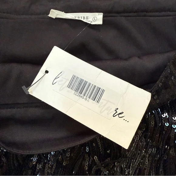 12th Tribe Black Sequin Fringe Mini Skirt - Picture 8 of 10